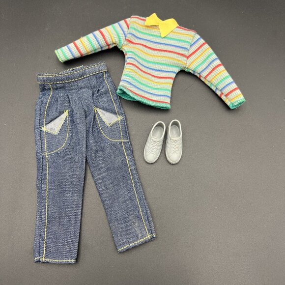 Barbie Other - VTG Barbie Ken Twice as Nice Reversible STRIPED Sweater Pants Shoes #2309